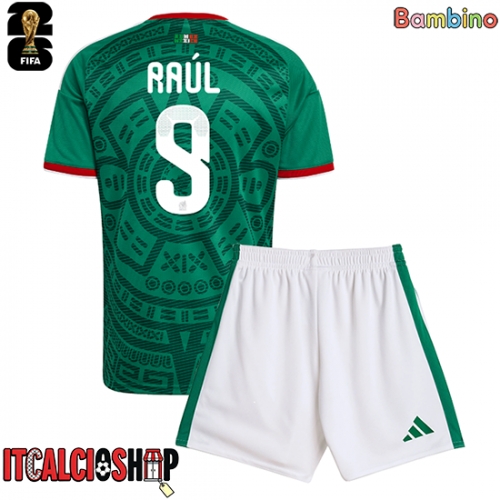 Messico Raul Jimenez #9 Prima Maglia Bambino Mondiali 2026 Manica Corta (+ Pantaloni corti)